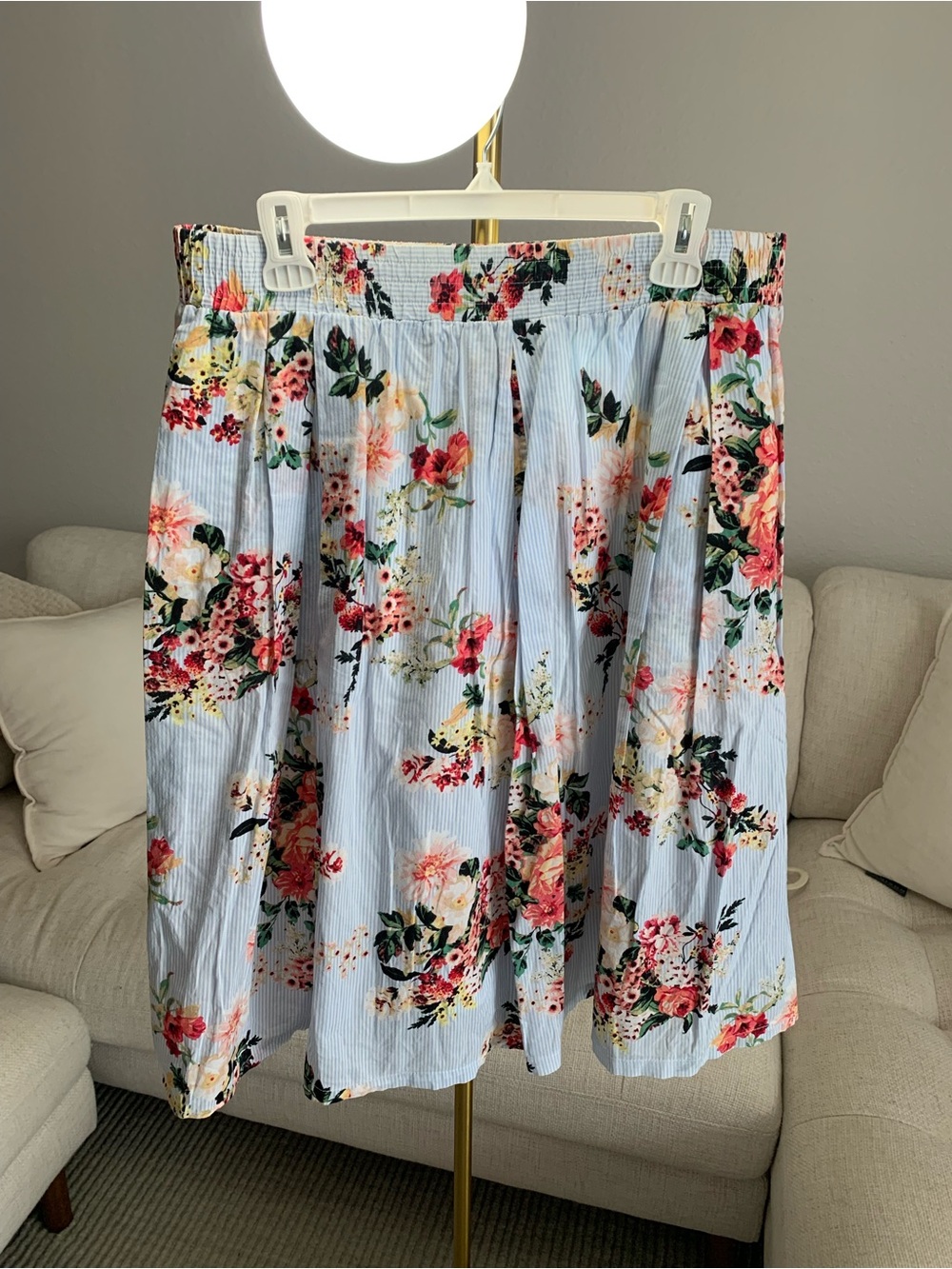 Tommy Hilfiger Light Blue Floral A-Line Skirt